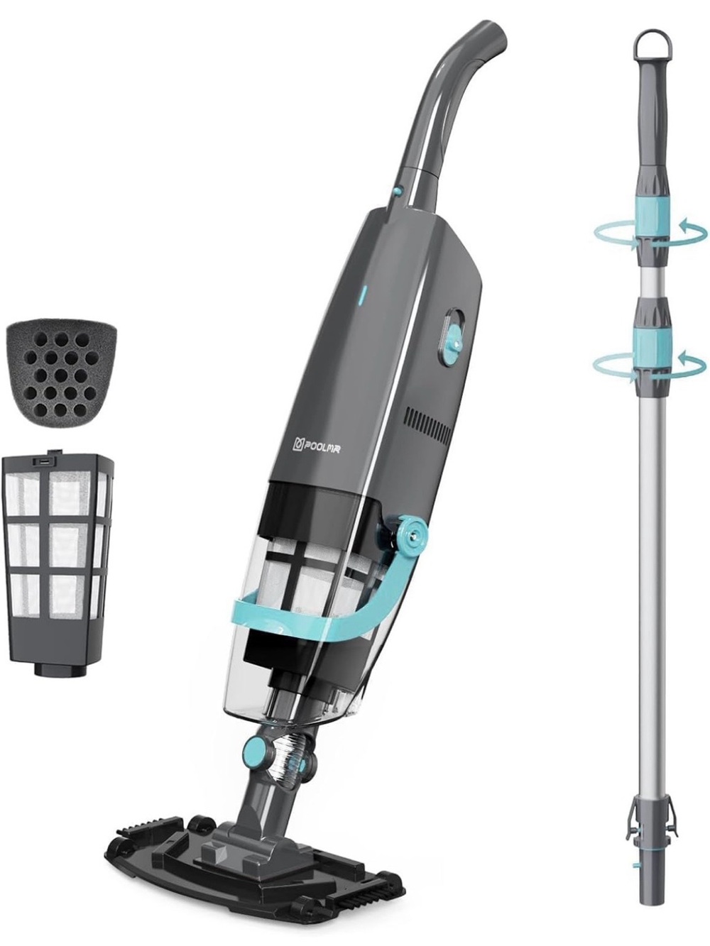 Gray & Aqua Cordless Stick Vacuum for Hard Floors